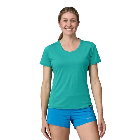 Women's Patagonia Teal Sea Green Active Performance Short Sleeve Top - Picture 1 of 8